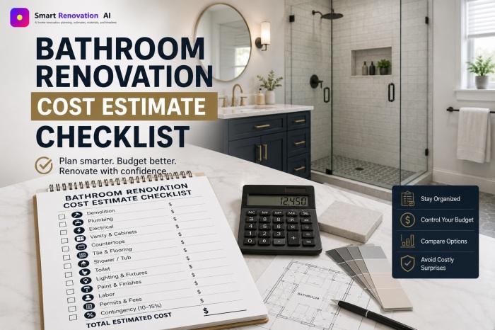 Bathroom Renovation Cost Estimate Checklist