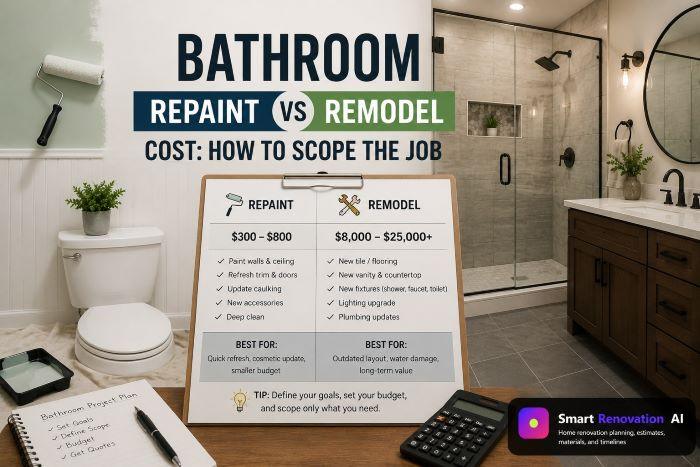 Bathroom Repaint vs Remodel Cost: How to Scope the Job