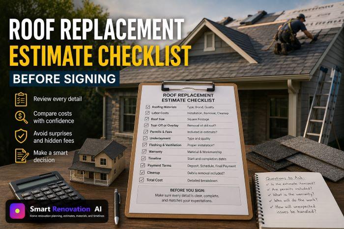 Roof Replacement Estimate Checklist Before Signing