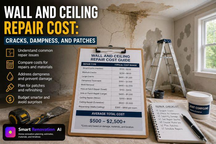 Wall and Ceiling Repair Cost: Cracks, Dampness, and Patches